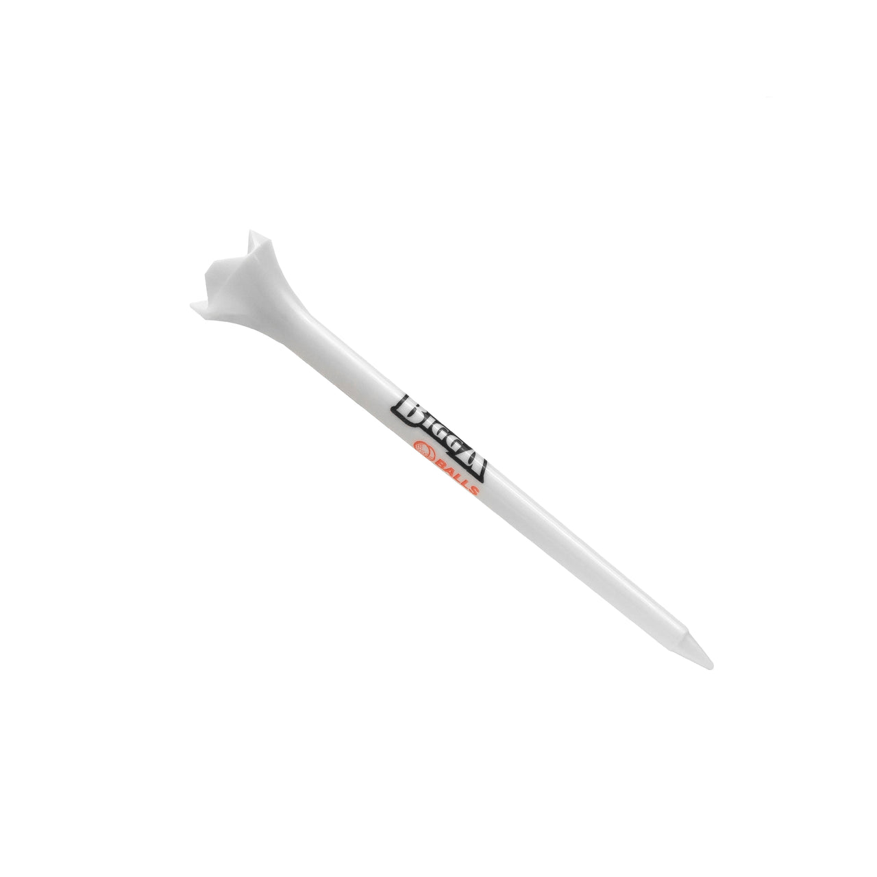 bigga balls white plastic golf tee with logo